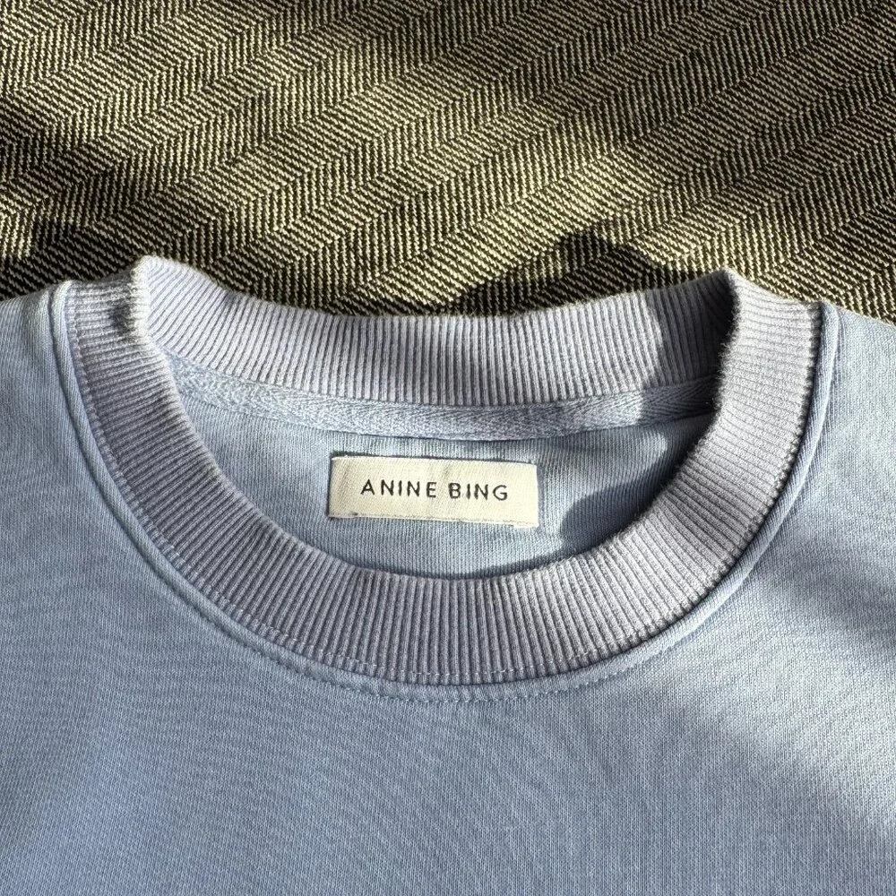 Anine Bing Tyler Sweatshirt Light Blue/White - Picture 9 of 17